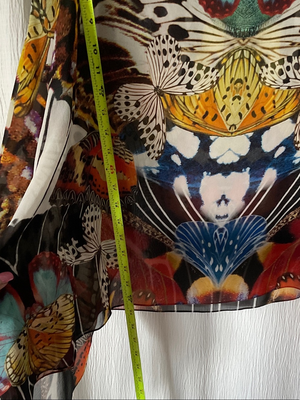 Roberto Cavalli Black Multicolor Butterfly-Print Sheer Tunic Top - Picture 7 of 13